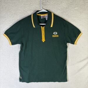 Vintage Green Bay Packers Shirt Mens Large Green 1/4 Zip Knit Game Day Moretz